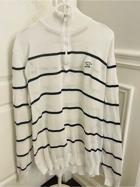 Paul & Shark Men’s Nautical Black and White Knit Quarter Zip Sweater